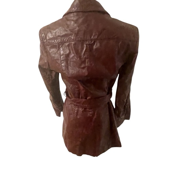 Etienne Aigner Button Down Red Belted Leather Jacket Women's Size 8 - Picture 10 of 16